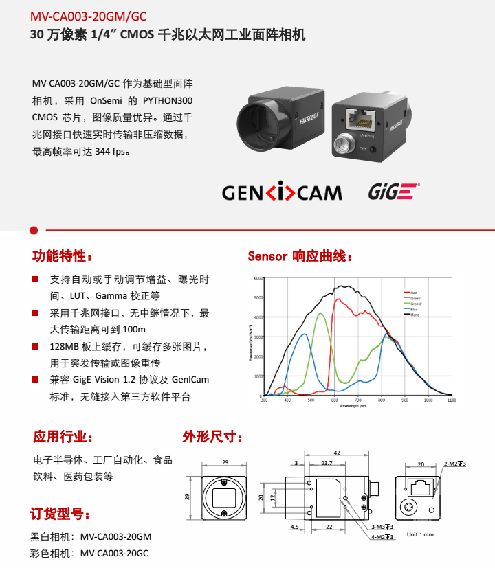 MV-CA003-20GM  MV-CA003-20GC产品介绍